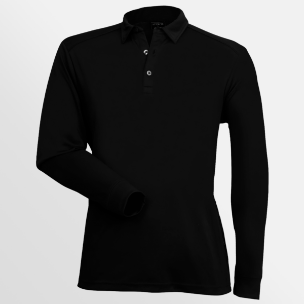 Custom Printed T-shirts Stencil Mens Freshen Long Sleeve Polo Black