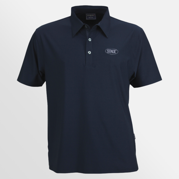 Custom Printed T-shirts Stencil Argent Polo Navy