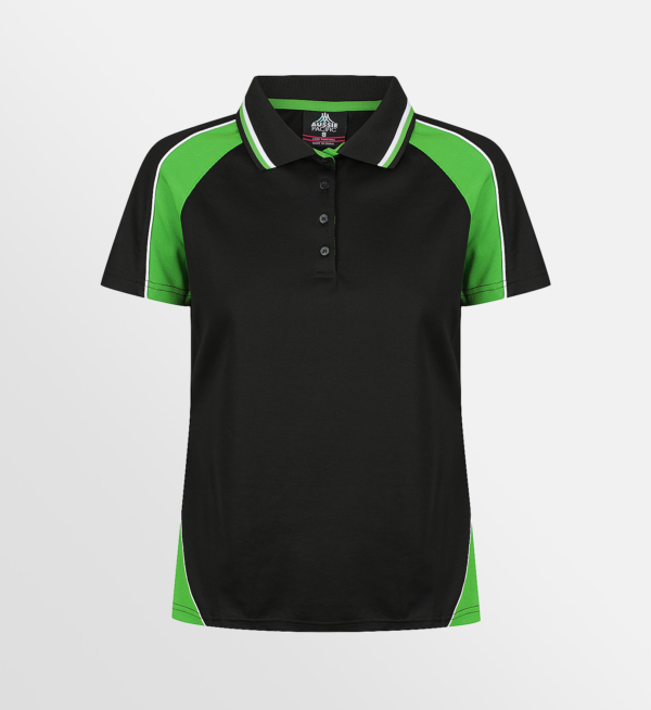 Custom T-shirt Printing Aussie Pacific Panorama Polo Black Green Front