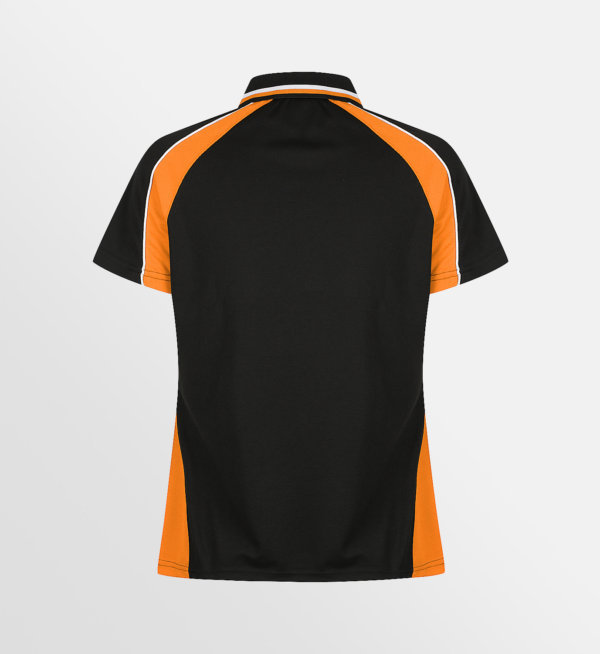 Custom T-shirt Printing Aussie Pacific Panorama Polo Black Orange White Back