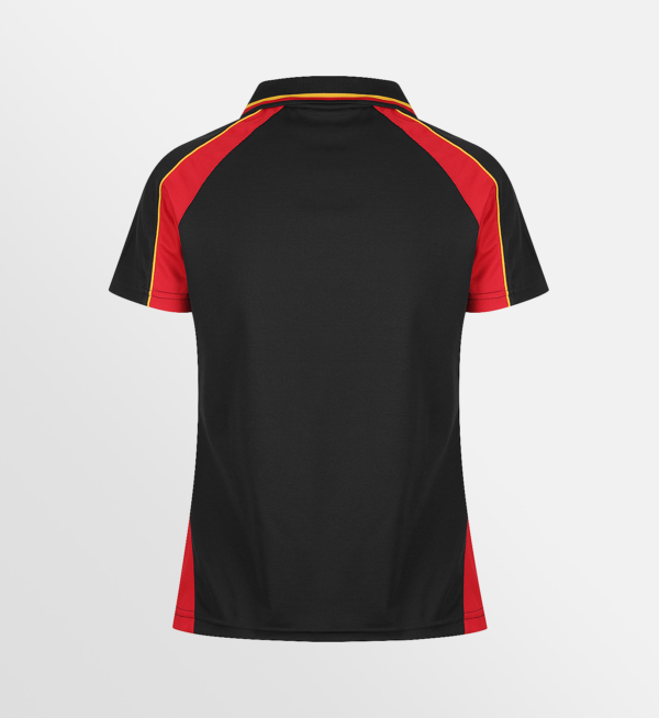 Custom T-shirt Printing Aussie Pacific Panorama Polo Black Red Gold Back