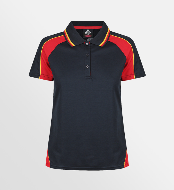 Custom T-shirt Printing Aussie Pacific Panorama Polo Navy Red Gold Front