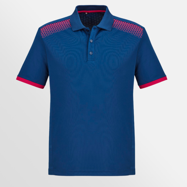 Custom Printed T-shirts QTCO Biz Collection Mens Galaxy Short Sleeve Polo Steel-Blue Magenta front