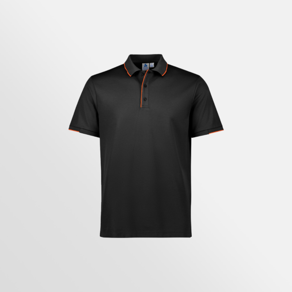 Custom Printed T-shirts Biz Collection Mens Polos Black Orange Front