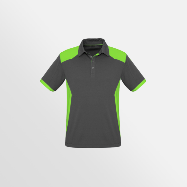Custom Printed T-shirts Biz Collection Mens Rival Polo Grey Fluoro-Lime Front