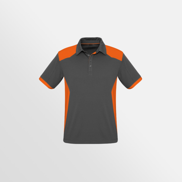 Custom Printed T-shirts Biz Collection Mens Rival Polo Grey Orange Front
