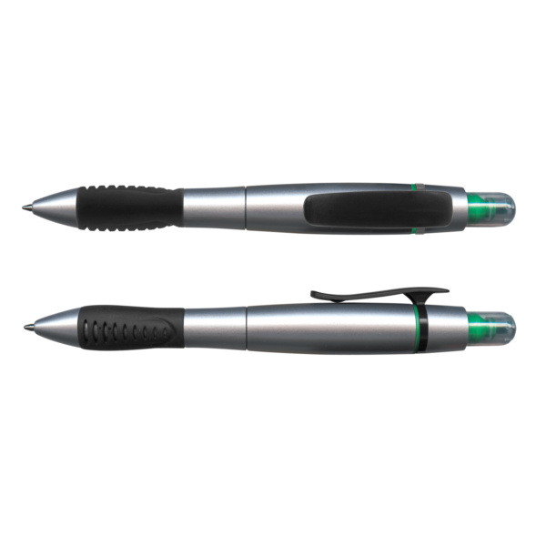 Custom Printed Merch QTCO Trends 101778 Duo Pen with Highlighter Dark Green