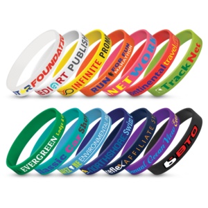 Custom Printed Merch QTCO Trends 114485 Silicone Wrist Band (Indent) Colours