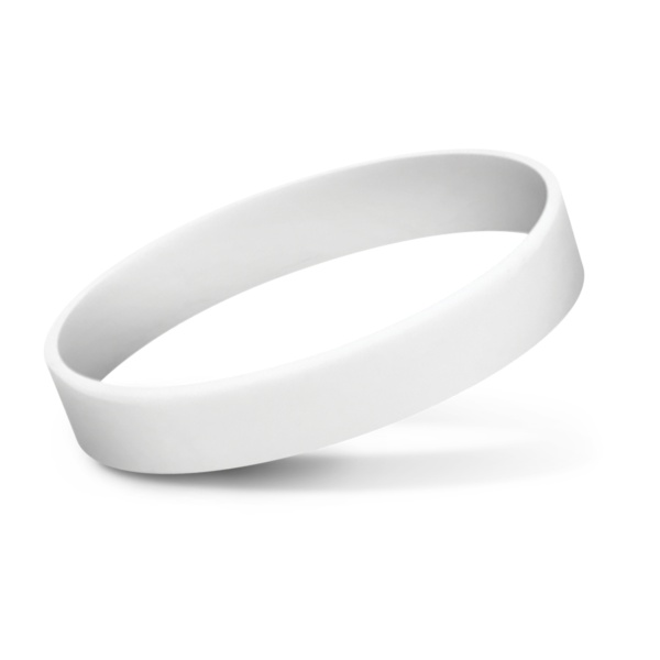 Custom Printed Merch QTCO Trends 114485 Silicone Wrist Band (Indent) White