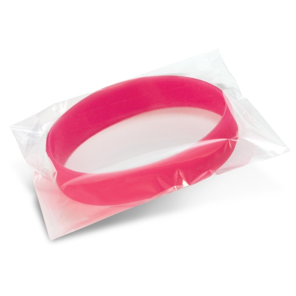 Custom Printed Merch QTCO Trends 114485 Silicone Wrist Band (Indent) Pink Wrapped