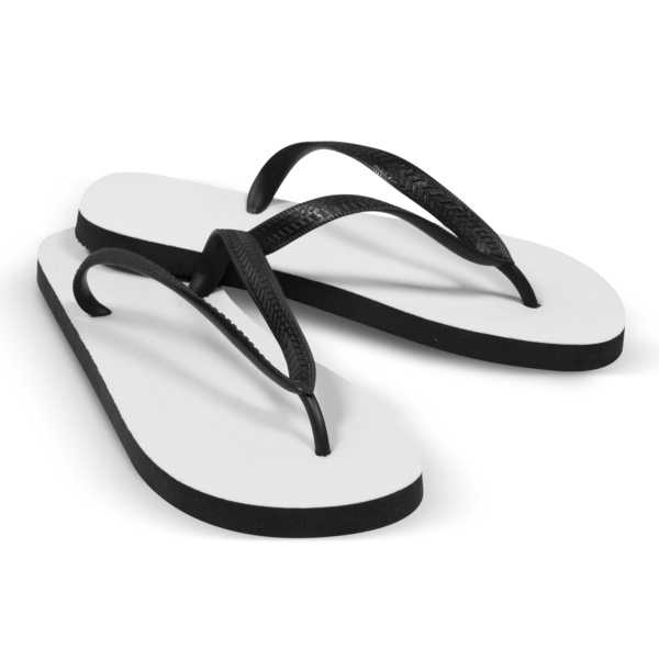 Custom Printed Merch QTCO Trends 106101 Flip Flops Thongs Footwear White