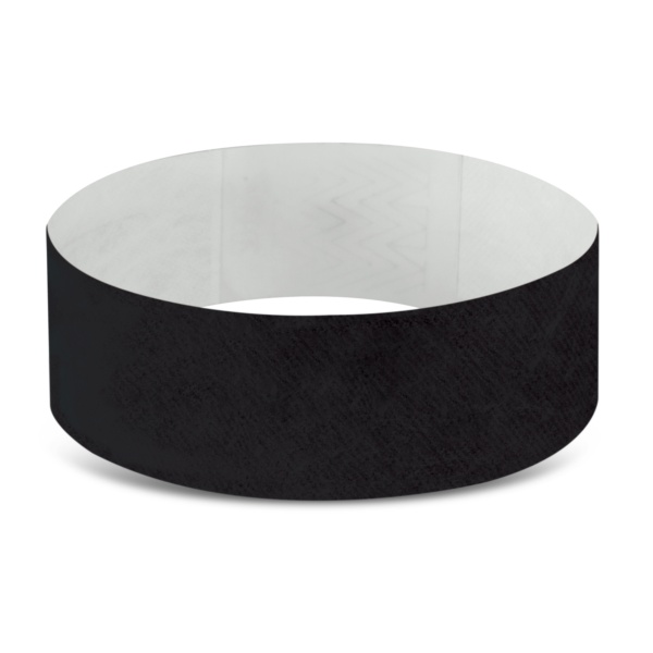 Custom Printed Merch QTCO Trends 110890 Tyvek Event Wrist Band Black