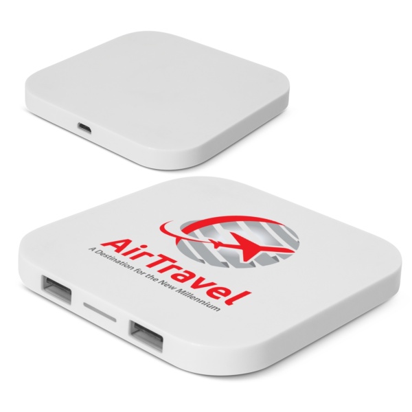 Custom Printed Merch QTCO Trends 112657 Impulse Wireless Charging Hub White