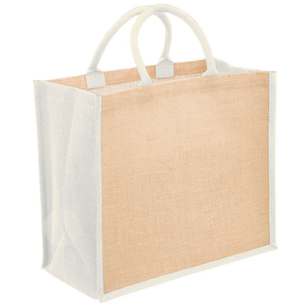 Custom Merch Printing QTCO Legend Life 1184 Eco Jute Tote with wide gusset White