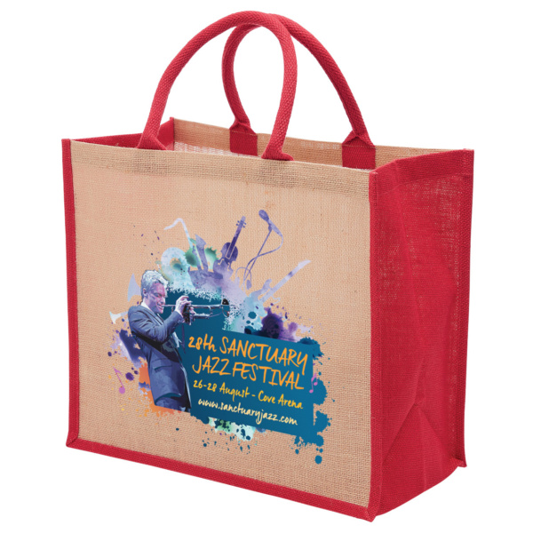 Custom Merch Printing QTCO Legend Life 1184 Eco Jute Tote with wide gusset Red