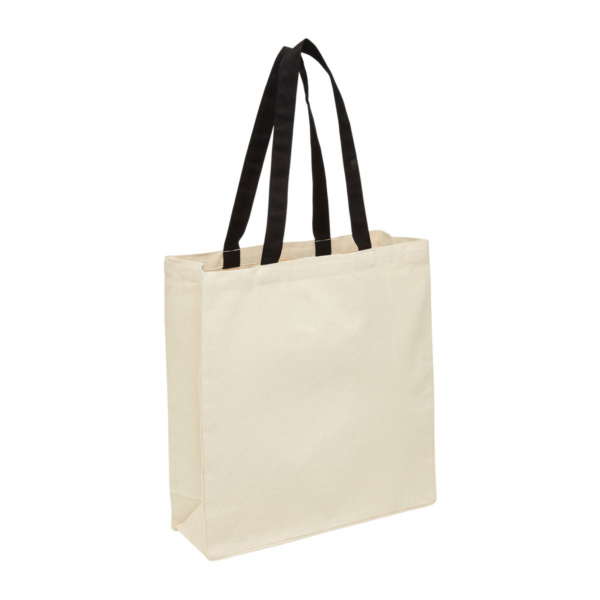 Custom Merch Printing QTCO Legend Life 2002 Heavy Duty Canvas Tote with Gusset Natural Black