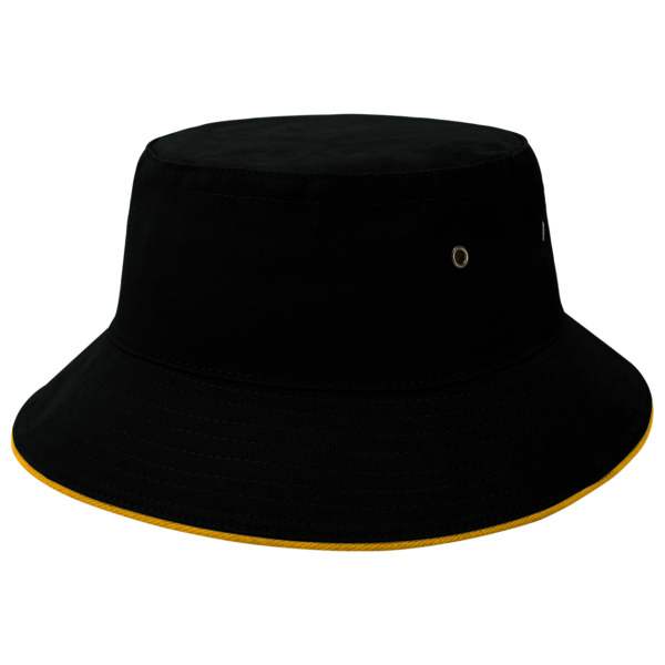 Custom Printed Merch QTCO Legend Life 4007 Sandwich Brim Bucket Hat Black Gold