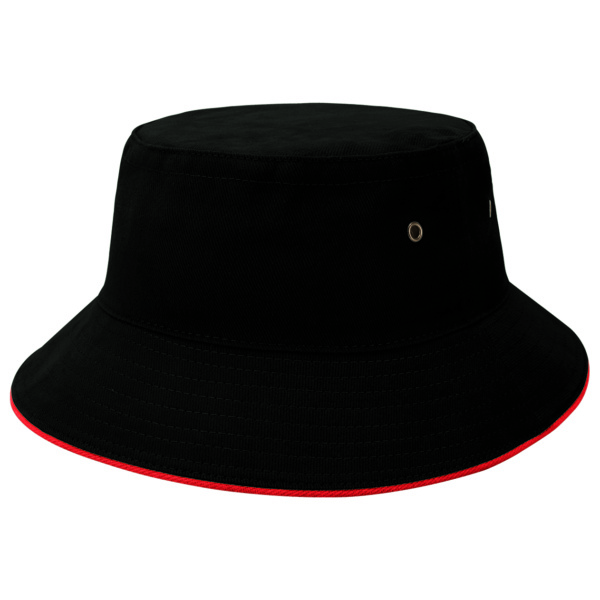 Custom Printed Merch QTCO Legend Life 4007 Sandwich Brim Bucket Hat Black Red