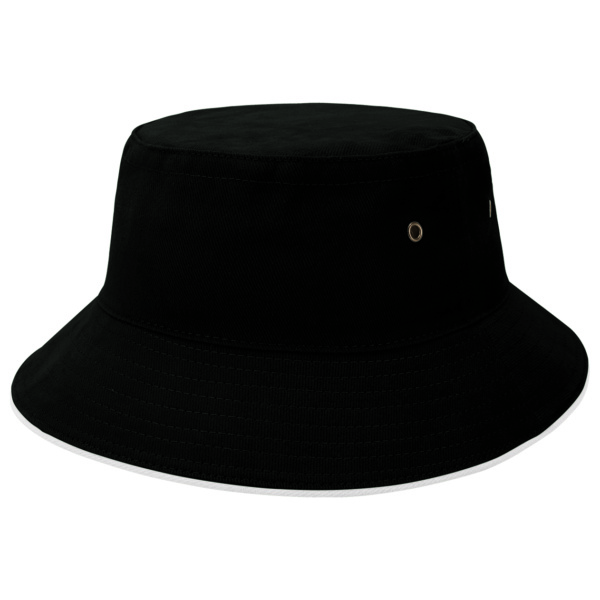 Custom Printed Merch QTCO Legend Life 4007 Sandwich Brim Bucket Hat Black White