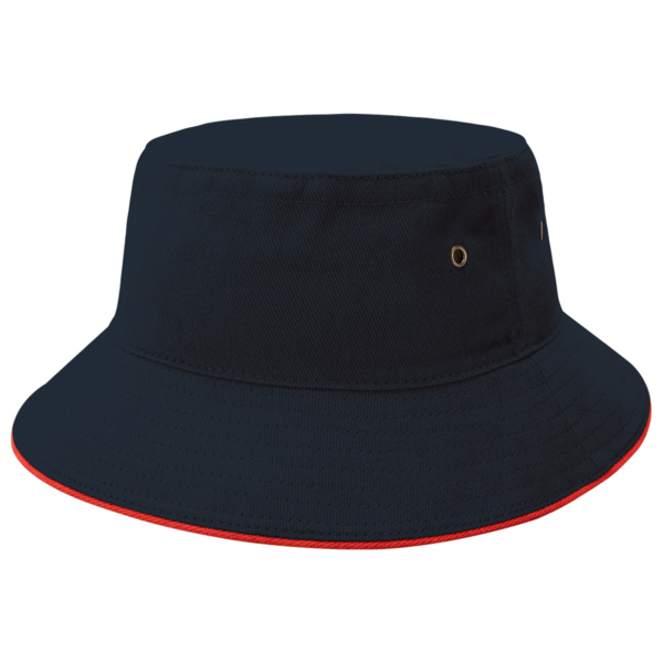 Custom Printed Merch QTCO Legend Life 4007 Sandwich Brim Bucket Hat Navy Red
