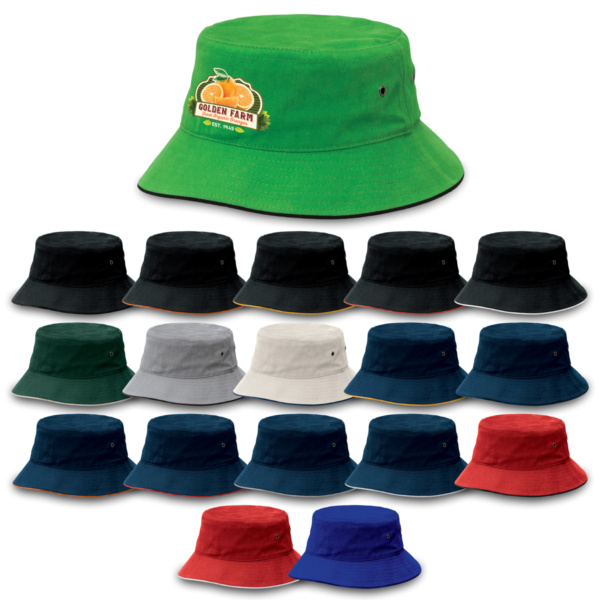 Custom Printed Merch QTCO Legend Life 4007 Sandwich Brim Bucket Hat Colours