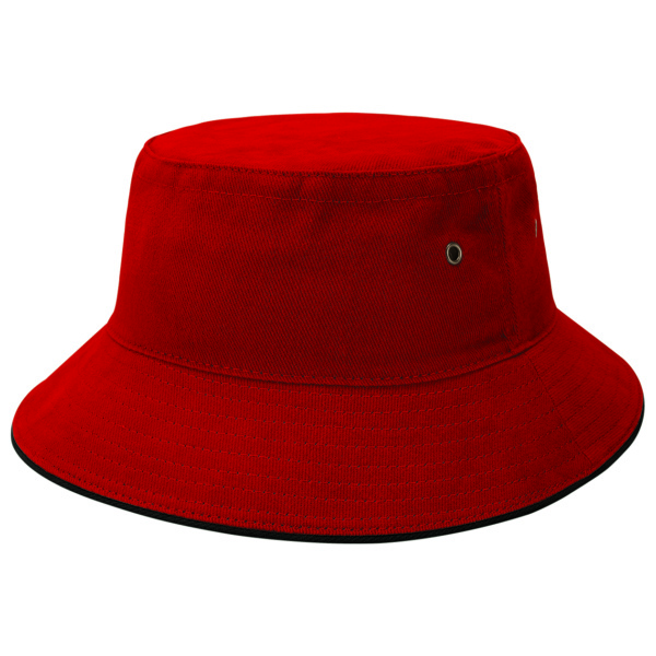 Custom Printed Merch QTCO Legend Life 4007 Sandwich Brim Bucket Hat Red Black