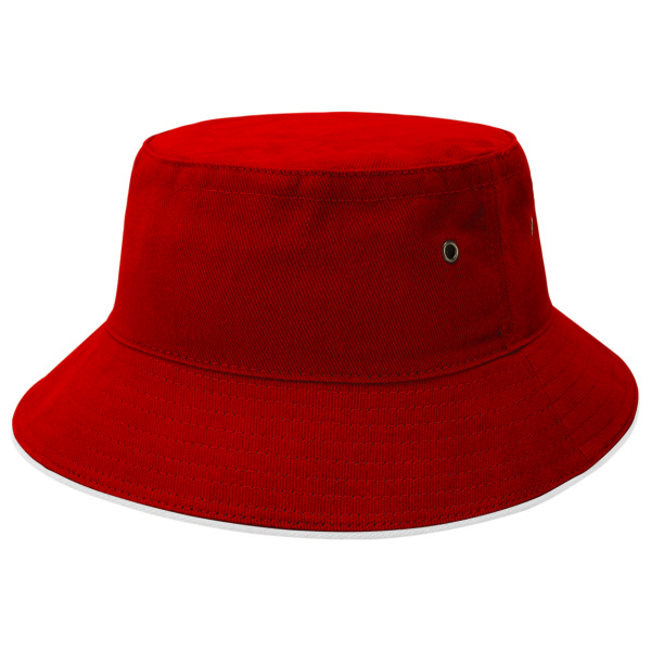 Custom Printed Merch QTCO Legend Life 4007 Sandwich Brim Bucket Hat Red White