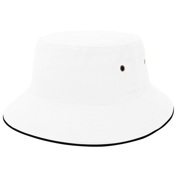 Custom Printed Merch QTCO Legend Life 4007 Sandwich Brim Bucket Hat White Black