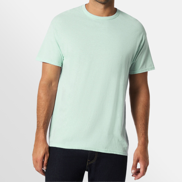 Custom Printed T-shirts Gildan Essential Heavy Tee Model Image Front in Mint Green