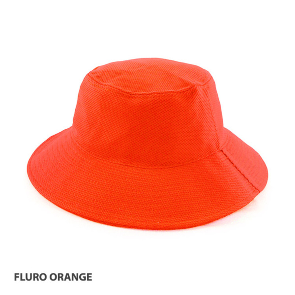 Custom Printed Merch QTCO Grace Collection AH361 PQ Mesh Bucket Hat Fluro Orange