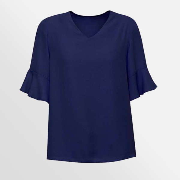 Aria Fluted Blouse from BizCorporates in navy