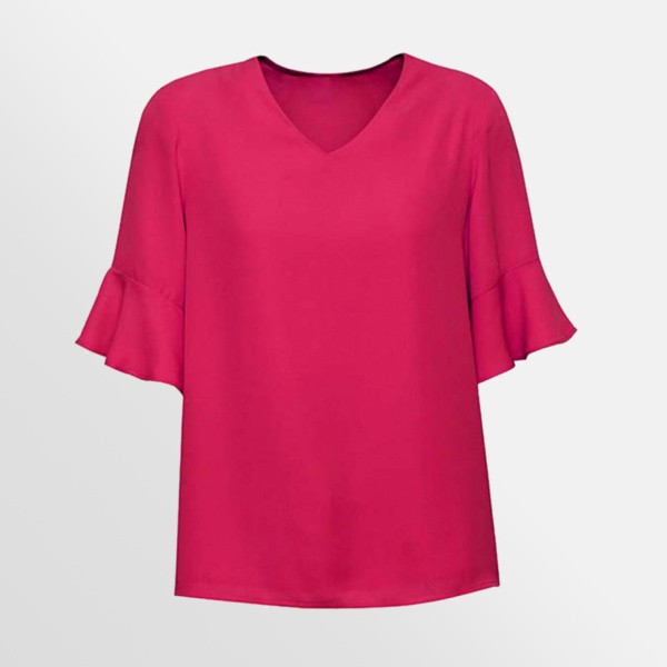 Aria Fluted Blouse from BizCorporates in storm raspberry
