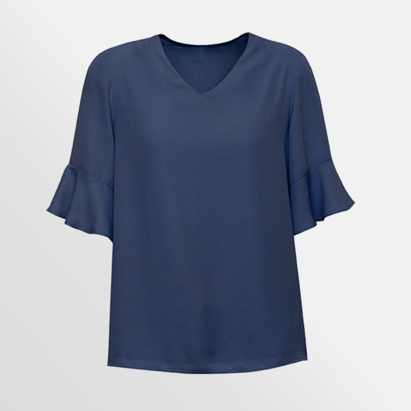 Aria Fluted Blouse from BizCorporates in storm blue