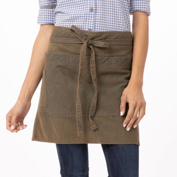 Uptown Half Bistro Apron from Chefworks in Blue Taupe