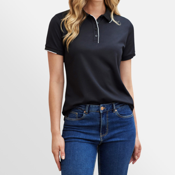 Custom Printed T-shirts Biz Collection Ladies Polos Model Image Front