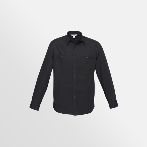 Custom Printed Merch QTCO Biz Collection Mens Bondi Long Sleeve Black front