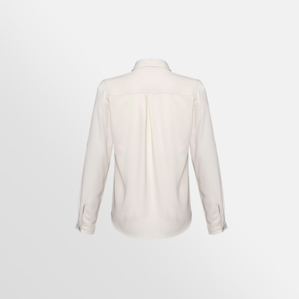 Custom Printed Merch QTCO Biz Collection Madison Ladies Long Sleeve Shirt Ivory back