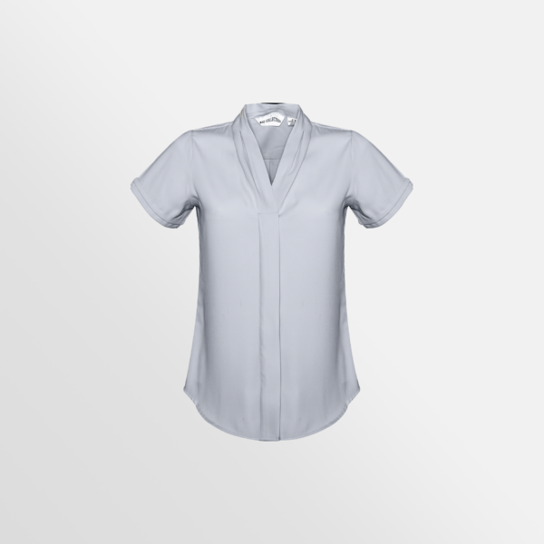 Custom Printed Merch QTCO Biz Collection Madison Ladies Short Sleeve Shirt SilverMist front