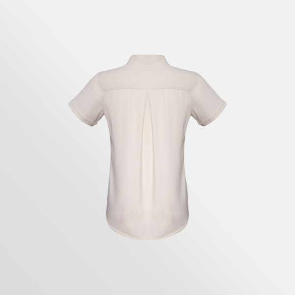 Custom Printed Merch QTCO Biz Collection Madison Ladies Short Sleeve Shirt Ivory back