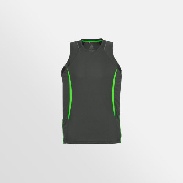 Custom Printed Singlets Biz Collection Mens Grey Fluoro-Lime Front