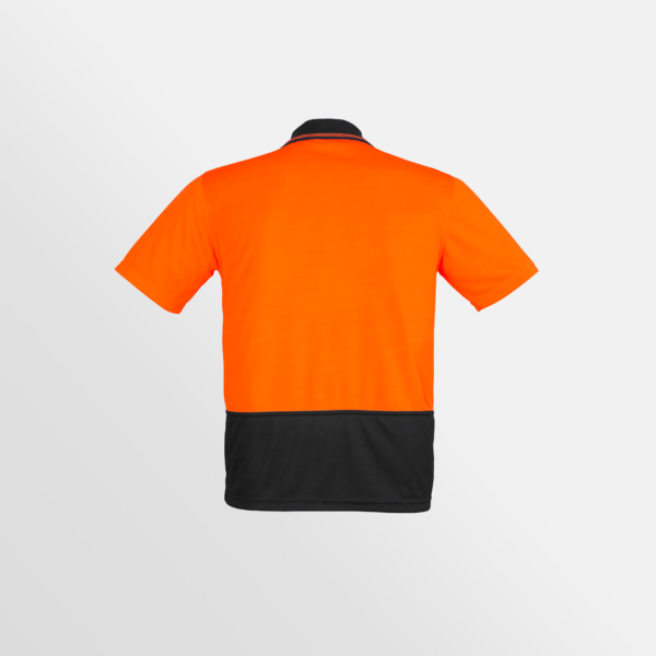 Custom Printed T-shirts QTCO SYZMIK Unisex Hi Vis Basic Short Sleeve Polo Orange Black back