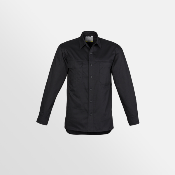 Custom Printed T-shirts SYZMIK Lightweight Tradie L/S Shirt Black Front
