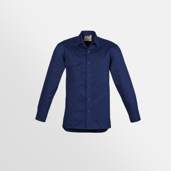 Custom Printed T-shirts SYZMIK Lightweight Tradie L/S Shirt Blue Front