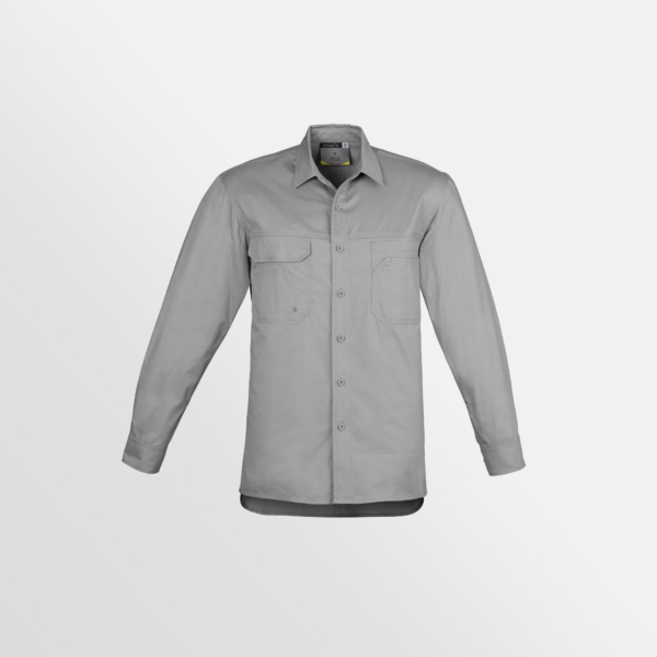 Custom Printed T-shirts SYZMIK Lightweight Tradie L/S Shirt Grey Front