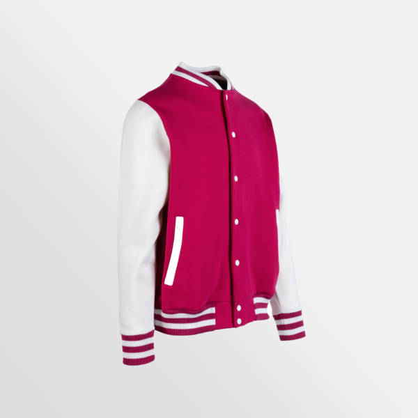 Custom Printed Merch Ramo Varsity Jacket Hot Pink White Side