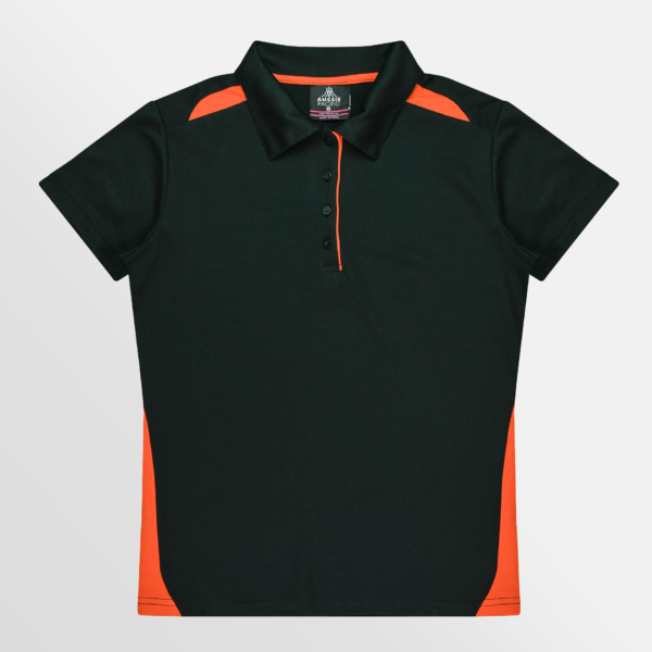 Custom T-shirt Printing Aussie Pacific Paterson Polo Black Orange Front