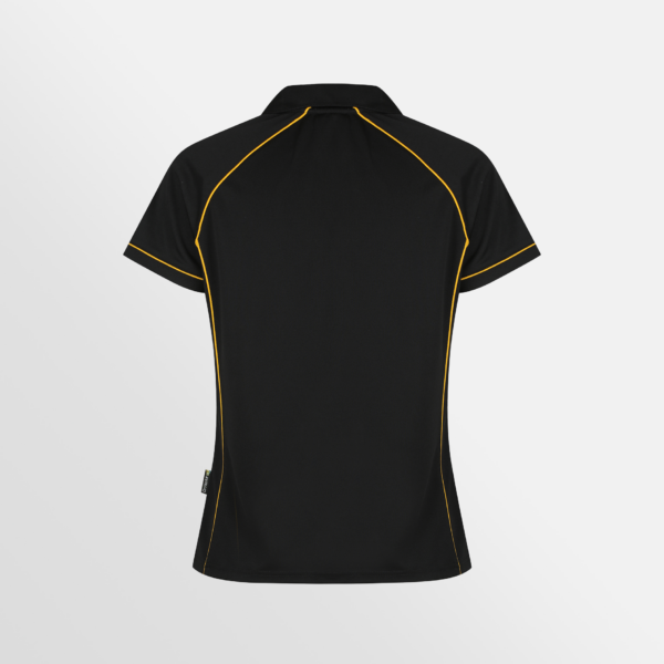 Custom T-shirt Printing Aussie Pacific Endeavour Polo Black Gold Back