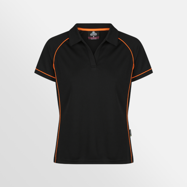 Custom T-shirt Printing Aussie Pacific Endeavour Polo Black Orange Front