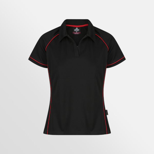 Custom T-shirt Printing Aussie Pacific Endeavour Polo Black Red Front