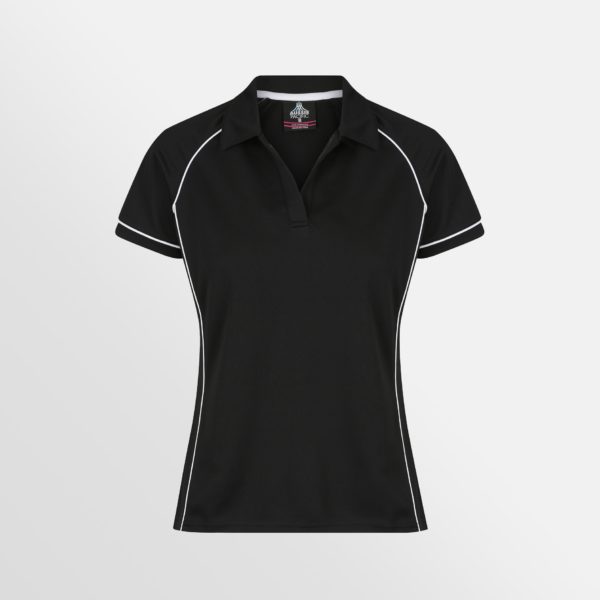 Custom T-shirt Printing Aussie Pacific Endeavour Polo Black White Front